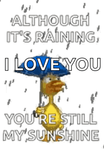 Duck Holding Umbrella in Rain