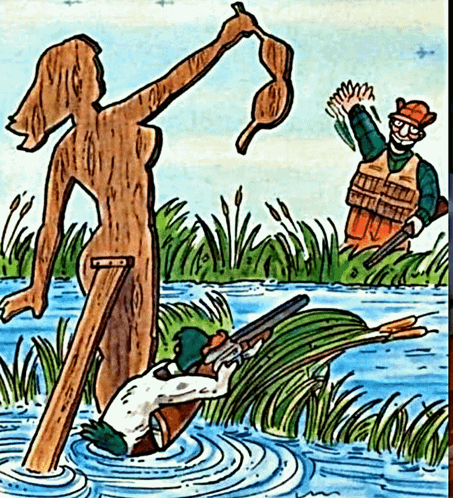 Duck Hunting Man Using Woman Decoy GIF