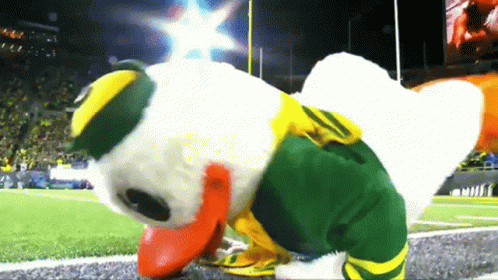 Duck Mascot Crawling On Field GIF