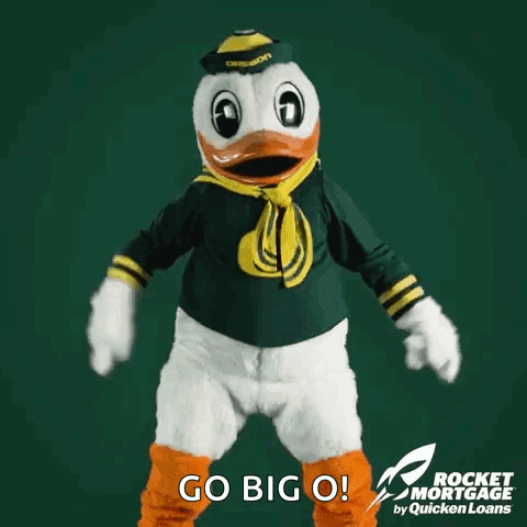 Duck Mascot Dancing Says Go Big O GIF