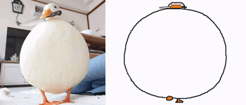 Duck Next to Pixel Art Drawing
