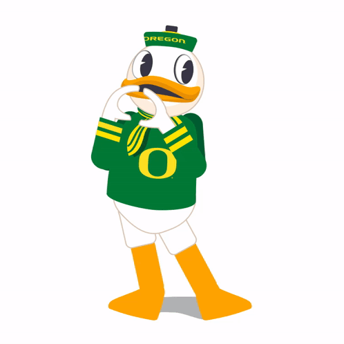 Duck Wearing Green Oregon Shirt GIF
