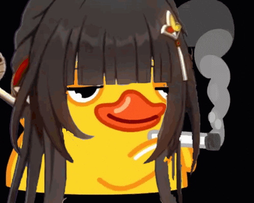 Duck With Dreadlocks And Cigarette GIF