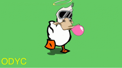 Duck With Shades And Bubblegum Waddle GIF
