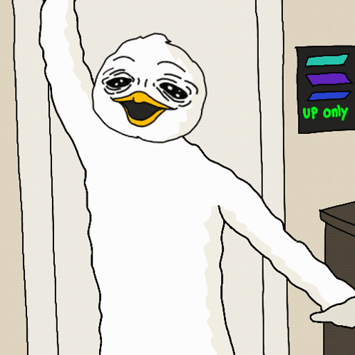 Duck With Sign Saying Up Only