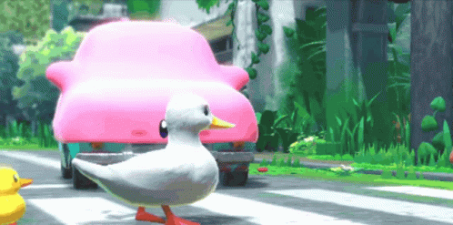 Ducklings On The Road Kirby Dancing Car GIF