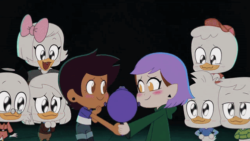 Ducks Gathered Around Girl Holding Balloon