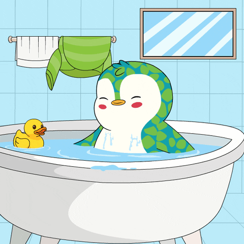 Ducky Pudgy Penguin Bath GIF
