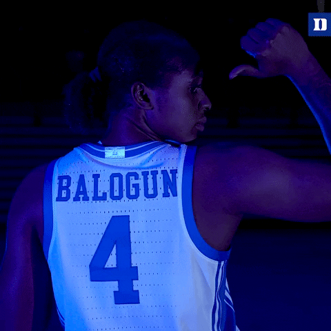 Duke Player Balogun Flexing Jersey GIF