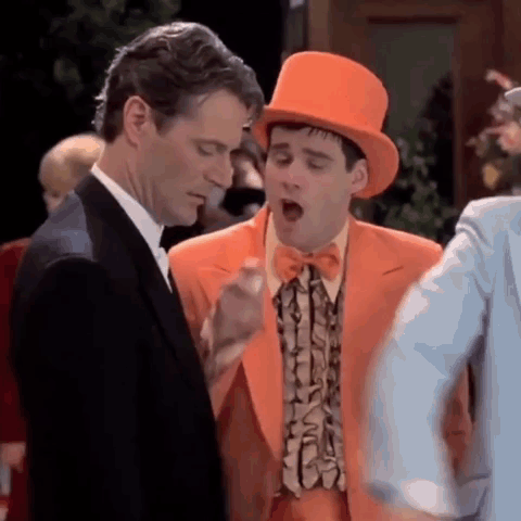 Dumb And Dumber Tuxedo Sprayed Someone GIF