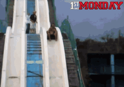 Dumb Guys Go Down Waterslide Fail GIF