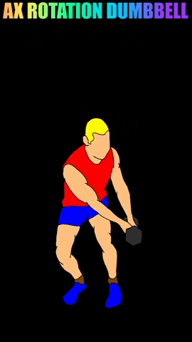 Dumbbell Row Ax Rotation 3d Animation GIF