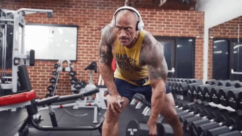 Dumbbell Row Front View One Hands Dwayne Johnson GIF
