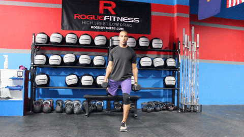 Dumbbell Row One Leg Lunge Exercise GIF