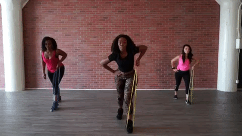 Dumbbell Row Three Girl Friends GIF