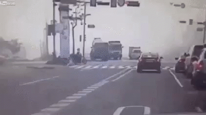 Dump Truck Accident Smashing Car GIF
