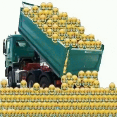 Dump Truck Filled With Smiley Faces