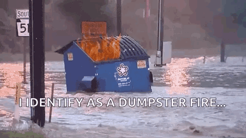 Dumpster Fire In Flooded Area GIF