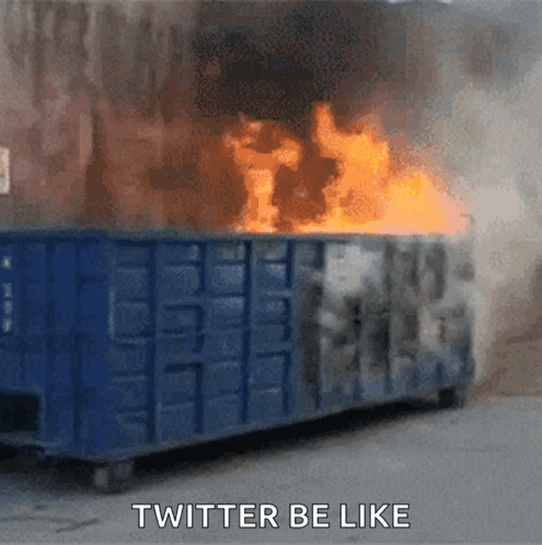 Dumpster on Fire Saying Twitter Be Like