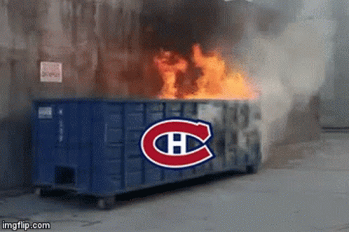 Dumpster on Fire With Canadiens Logo