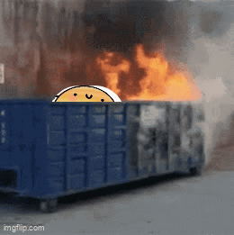 Dumpster on Fire with Smiley Face