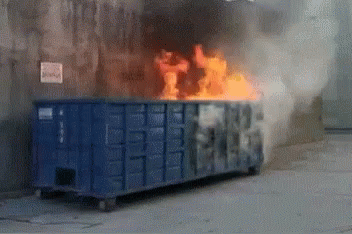 Dumpster on Fire With Smoke