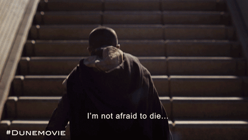 Dune Movie Poster Man in Cape on Stairs