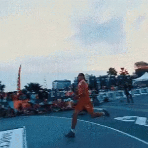 Man Jumping Trampoline Then Dunk GIF