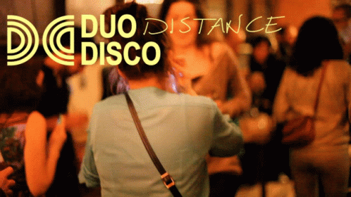 Duo Distance Disco Poster Woman Taking Picture of Group