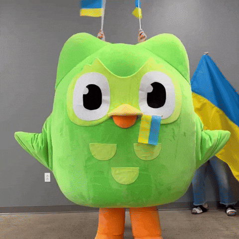Duolingo Holding Ukraine Flag GIF