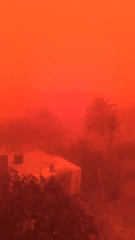 Dust Storm Casting Red Glow Middle East GIF