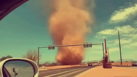 Dust Storm Spinning Sand Cloud Moving Along GIF