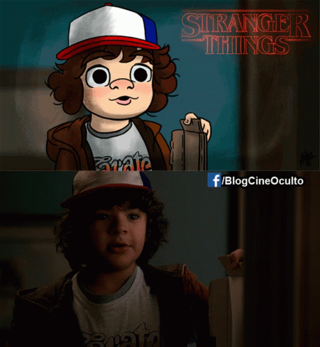 Dustin Cartoon Next To Real Photo GIF