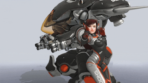 Dva Black Costume Gun Shoot Pose GIF