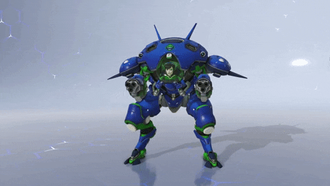 Dva Blue Costume Make Heart Pose White GIF
