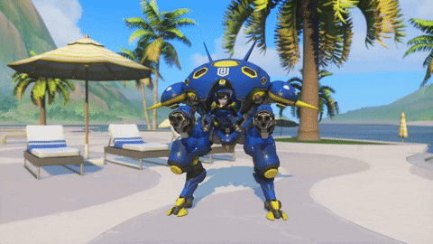 Dva Blue Mythic Costume Jumping GIF