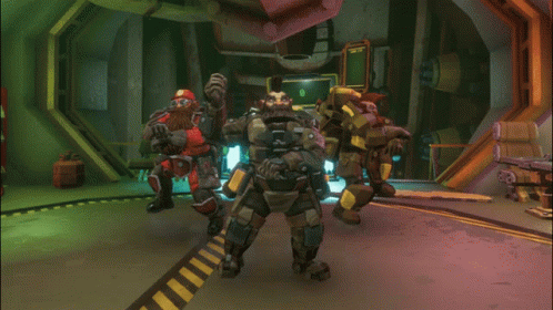 Dwarves Standing in Dark Room