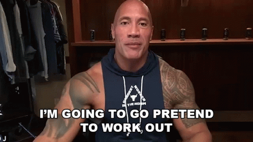 Dwayne Johnson Pretending To Work Out GIF