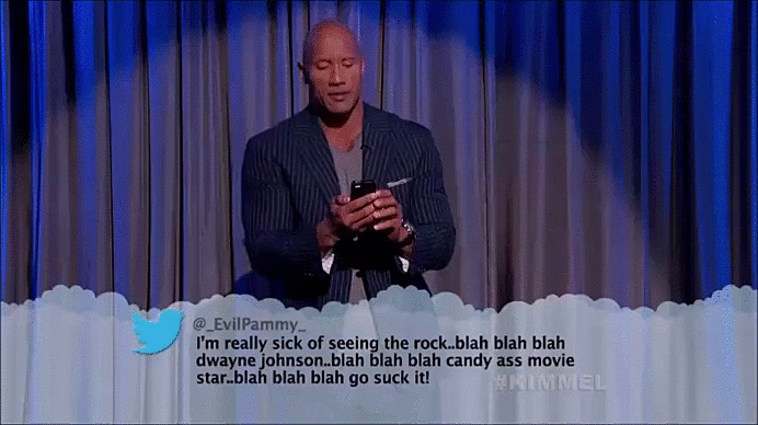 Dwayne Johnson Reading Blah Blah Blah Tweet GIF