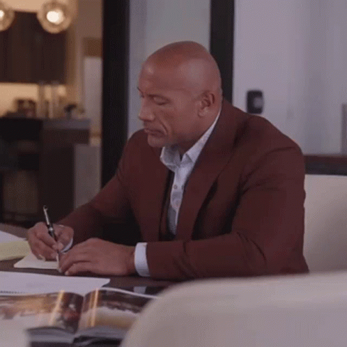 Dwayne Johnson Writing GIF