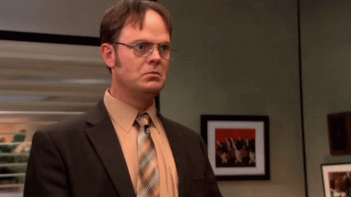 Dwight Schrute Karate Chops The Office GIF
