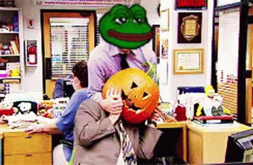 Dwight Schrute Pumpkin Face Swap GIF