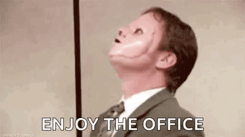 Dwight Schrute Enjoy The Office Face Mask GIF