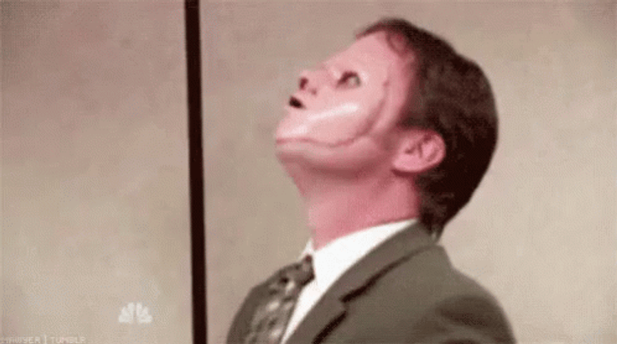 Dwight Schrute Scary Face Mask GIF