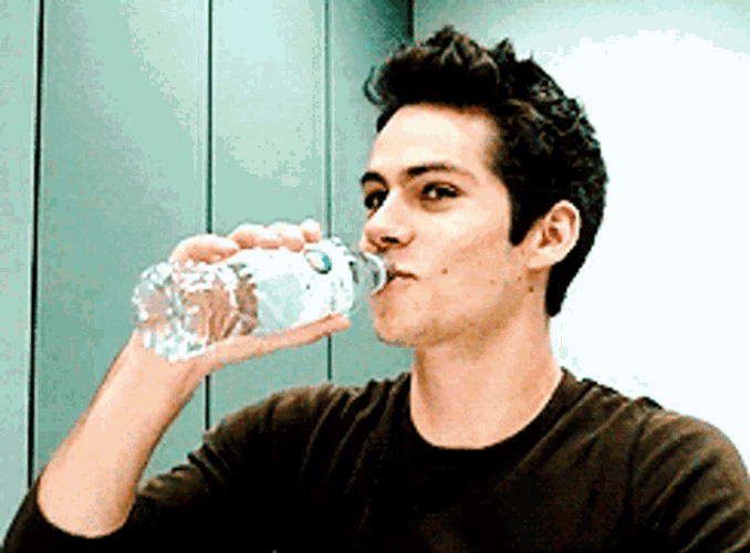 Dylan O'brien Laugh Water Spit GIF