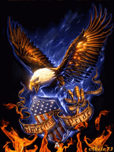 Eagle Flying Over American Flag With American Pride Banner GIF