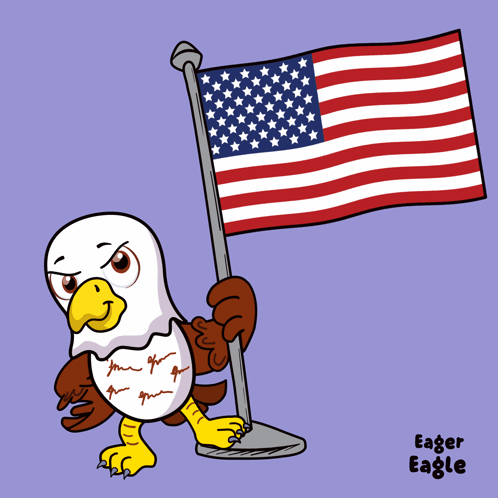 Eagle Holding American Flag With Eager Eagle GIF