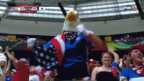 Eagle Mascot With Crowd At Fox Sports Stadium GIF