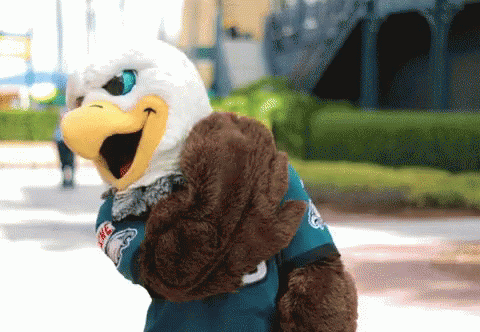 Philadelphia Eagles Mascot Dusting Off Shoulders GIF