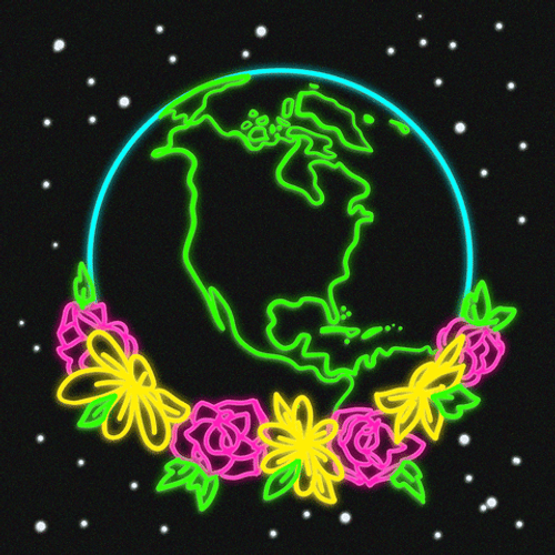 Earth Day Neon Planet Spinning GIF